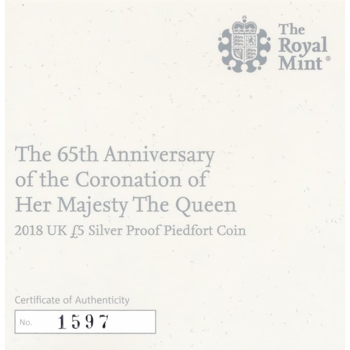 282 - Range of piedfort silver proofs FDC with £5 2017 House of Windosr Centenary, 2018 Queen's Coronation... 