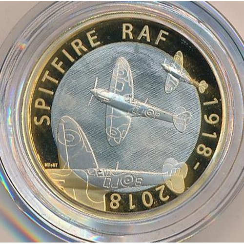 283 - Range of silver proofs FDC with £2 2018 Captain Cook, 2018 RAF Centenary - Spitfire, 2018 RAF Centen... 