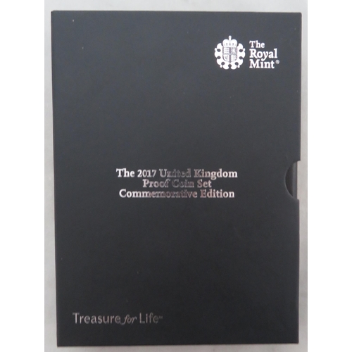 255 - 2017 UK Proof coin set of five coins FDC Commemorative Edition, black book edition with slip case, i... 