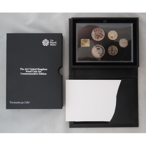 255 - 2017 UK Proof coin set of five coins FDC Commemorative Edition, black book edition with slip case, i... 