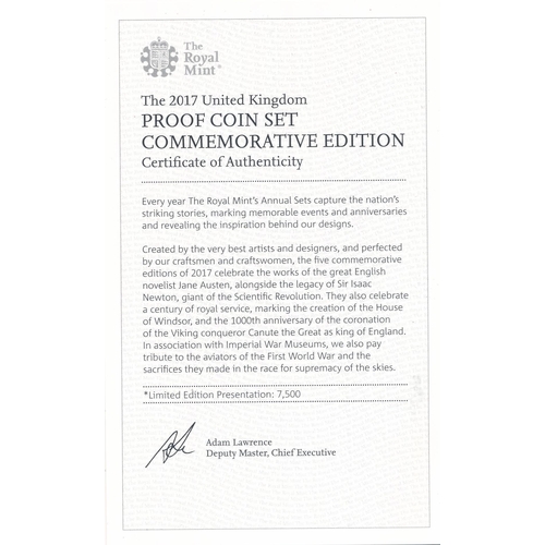 255 - 2017 UK Proof coin set of five coins FDC Commemorative Edition, black book edition with slip case, i... 