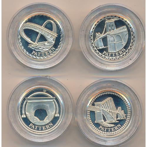 224 - 2003 £1 Bridges silver proof FDC Pattern set of four, issued by The Royal Mint in case of issue with... 