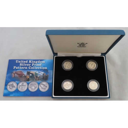 224 - 2003 £1 Bridges silver proof FDC Pattern set of four, issued by The Royal Mint in case of issue with... 