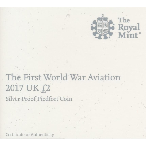 286 - Range of piedfort silver proofs FDC (3), with £2 2016 Great Fire of London, £2 2017 WWI Aviation and... 