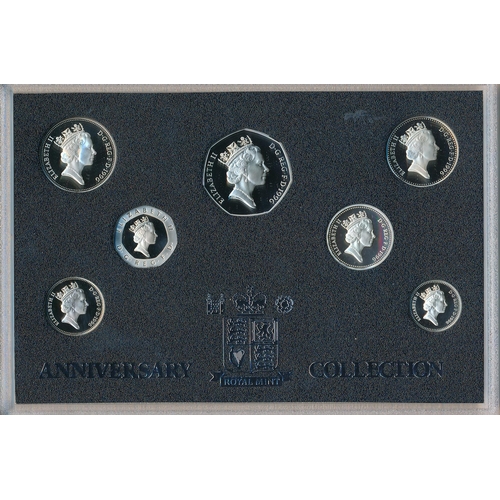 222 - 1996 £1-1p silver proof set of seven FDC, issued by the Royal Mint, in plush case of issue with book... 