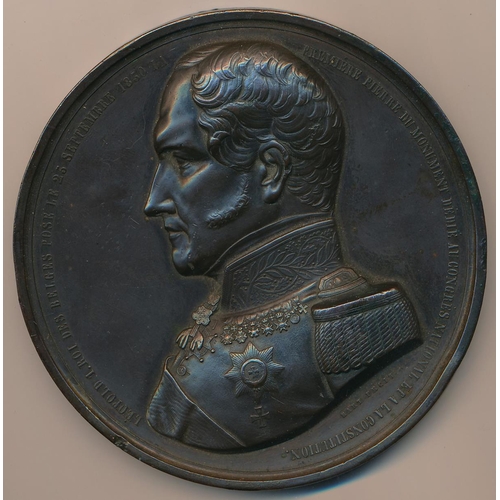 87 - Belgium - 1850 Leopold I 100mm bronze medal to commemorate laying the first stone of the monument de... 