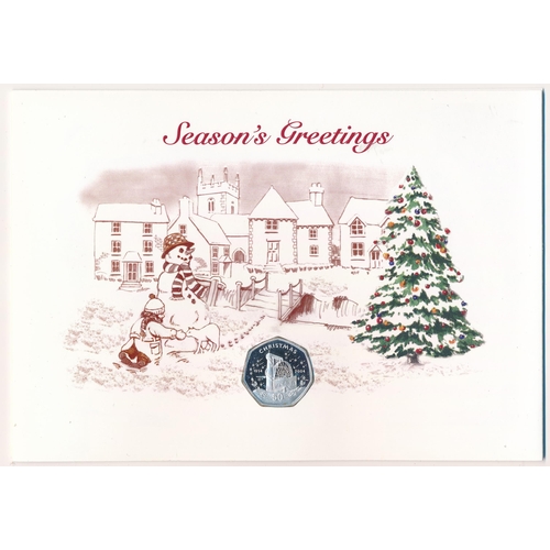 326 - Isle of Man - 2004 Christmas 50p silver proof FDC on Christmas card, with certificate and original e... 