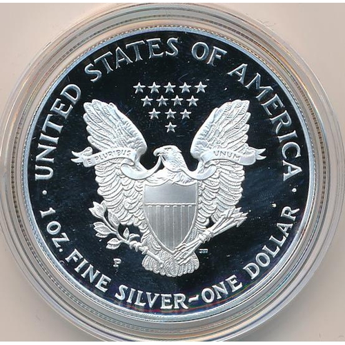 336 - USA - Silver Eagle proof dollars FDC with 1994, 1995, 1996, 1997,  1998 and 1999, all in boxes of is... 