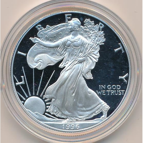 336 - USA - Silver Eagle proof dollars FDC with 1994, 1995, 1996, 1997,  1998 and 1999, all in boxes of is... 