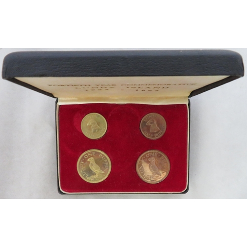 160 - Lundy 1965 40th Year Commemorative four coin set, comprising Puffin (2, one each in Bronze and Nicke... 