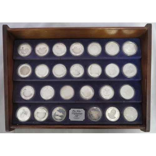 93 - 1977 Queen Elizabeth II Silver Jubilee - The New Elizabethan Age set of 26 commemorative medallions,... 