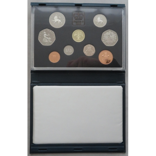 216 - 1992 UK proof cased set of nine coins FDC, with dual date EEC 50p, issued by The Royal Mint, in blue... 