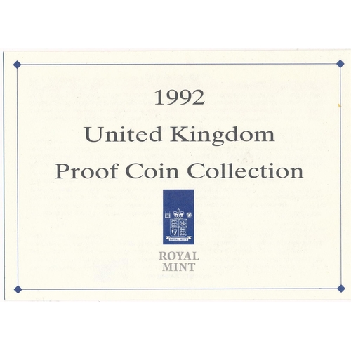 216 - 1992 UK proof cased set of nine coins FDC, with dual date EEC 50p, issued by The Royal Mint, in blue... 