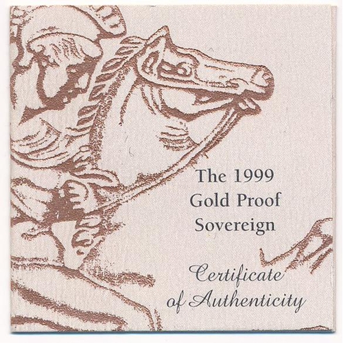 198 - 1999 sovereign proof FDC, in Royal Mint box of issue with certificate No.750.