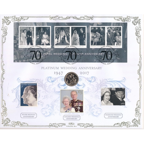 208 - 2017 Gold Sovereign in ‘The Royal Wedding: Platinum Anniversary’ Benham cover with certificate. Limi... 