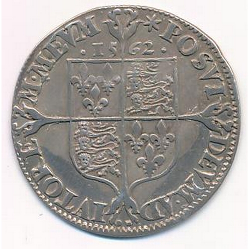 138 - Elizabeth I Milled coinage 1562 sixpence, mm. star, plain dress, good fine, 3.03g (S.2594).