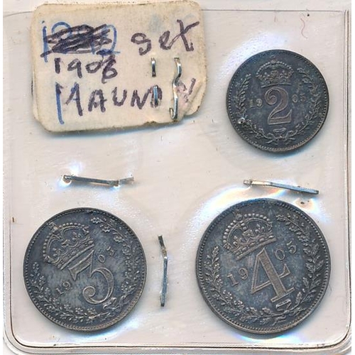 153 - 1905 Edward VII set of Maundy Money comprising of a 1d, 2d, 3d and 4d. Coins are uncirculated and to... 