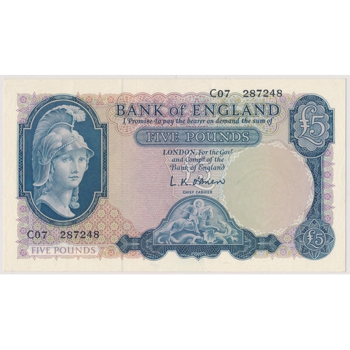 361 - O'Brien 1957 £5 C07 287248, about uncirculated (B277).