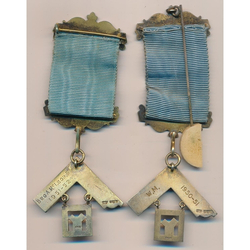 82 - Pair of silver past masters jewels, both Sandyford Lodge No.6934, first inscribed to back 