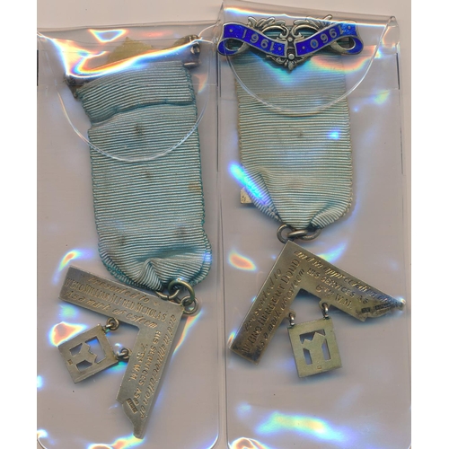 83 - Pair of enamelled silver past masters jewels, Netherpool Lodge No.7416, the first dated 1960-16 and ... 