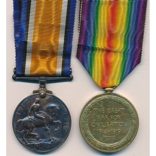 27 - First World War BWM & Victory medal to 4916 Gnr (Gunner) Leslie Hinman, with copied MIC. Royal Garri... 