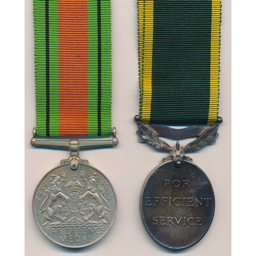 34 - George VI Territorial Efficiency medal, awarded to T.2983289 Pte (Private) J. Somerville, R.A.S.C (m... 