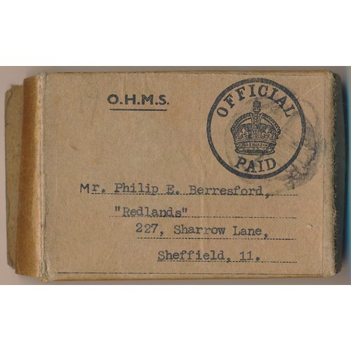 38 - The Defence medal 1939-45 in O.H.M.S Official Paid box to Mr Phillip E Berresford, Sheffield. With T... 