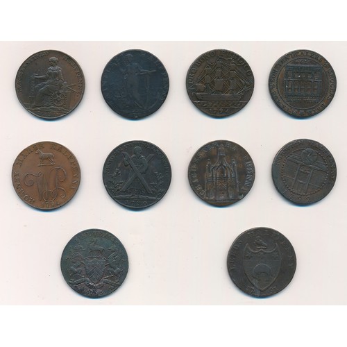 128 - 18th Century copper halfpenny token range, with Cheshire - 1790 Charles Roe Macclesfield, Hampshire ... 