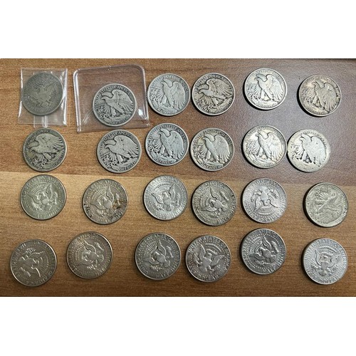 340 - USA - half dollar range (24), in mixed condition, with 1903, 1917 and range of dates up to 1968. Qty... 