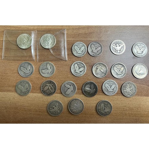 342 - USA - silver quarters (21), in very mixed condition with dates from 1897 to 1964. Qty 21