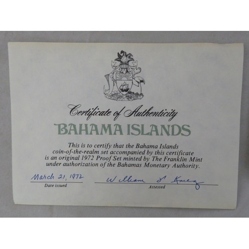 302 - Bahamas - 1972 9-coin proof set FDC, in Franklin Mint fitted case of issue, with certificate and out... 