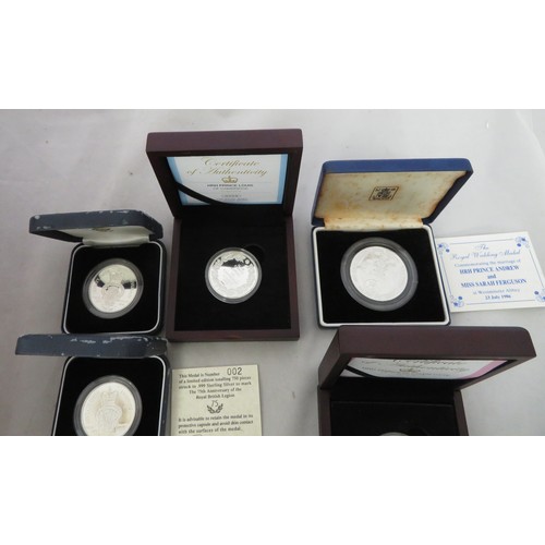 109 - Collection of silver medals, with boxed silver proofs FDC 1996 British Legion (Limited edition certi... 