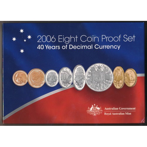 299 - Australia - A 2006 eight coin proof set commemorating 40 years of decimal currency.  A 2002 'Year of... 