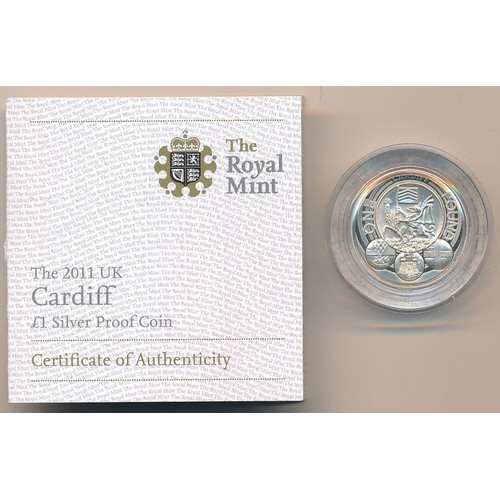 280 - Collection of boxed silver proofs FDC, with crown 1977, 1981 (missing cert), 2015 £5 Churchill, £1 2... 