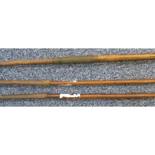 52 - Range of interesting native spears, largest head 42cm long and 13cm wide, 235cm overall length. Head... 