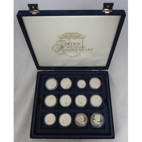 345 - World Coins - 1997 The Queen's Golden Wedding Anniversary set of 24 silver proofs FDC, mainly crown ... 