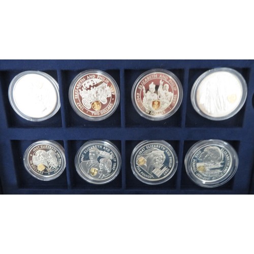 345 - World Coins - 1997 The Queen's Golden Wedding Anniversary set of 24 silver proofs FDC, mainly crown ... 