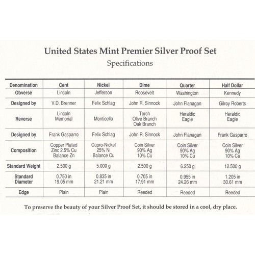 335 - USA - 1992 silver proof FDC half dollar to cent five coin set, in United States Mint box of issue wi... 