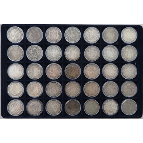 162 - Range of silver half crowns (35), in mixed condition with 1817, 1825, 1836, 1875, 1881, 1887, 1889 (... 