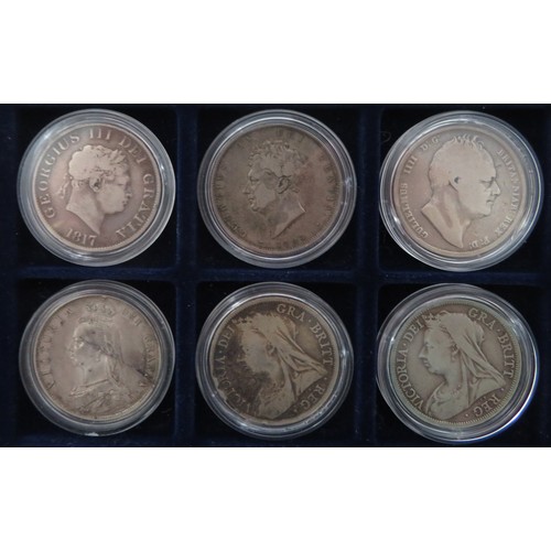 162 - Range of silver half crowns (35), in mixed condition with 1817, 1825, 1836, 1875, 1881, 1887, 1889 (... 