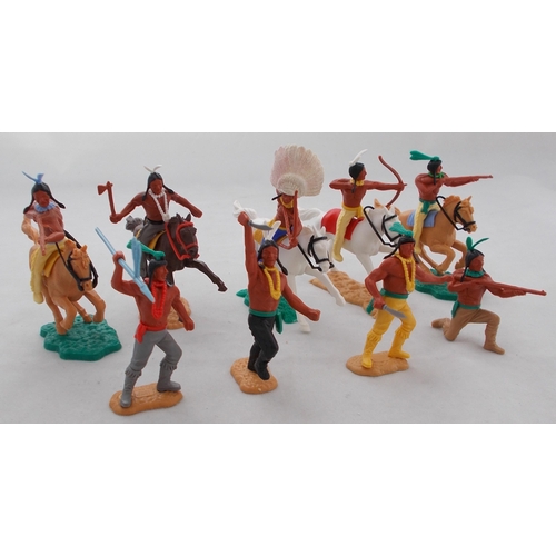 191 - Timpo. 1970s onwards unboxed Native American indian collection,  with mounted (5) and foot (4), plus... 