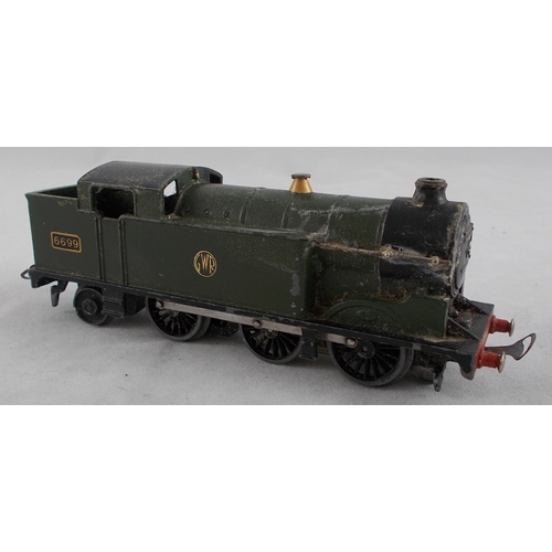 32 - Hornby Dublo. Pre-War GWR green 6699 0-6-2 3-rail tank locomotive No. EDL7, generally good plus to g... 