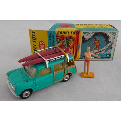 220 - Corgi. Surfing with BMC Mini Countryman No.485, generally excellent in excellent box, turquoise, yel... 