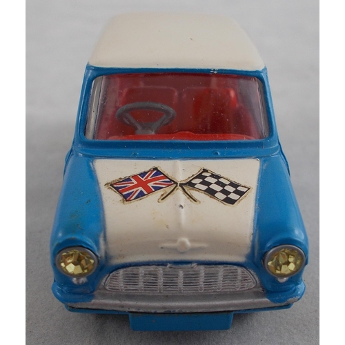 224 - Corgi. Morris Mini Cooper Competition No.227, excellent in fair box, blue, white roof and bonnet, re... 