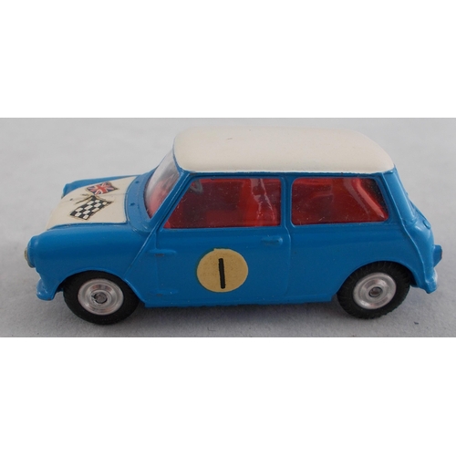 224 - Corgi. Morris Mini Cooper Competition No.227, excellent in fair box, blue, white roof and bonnet, re... 