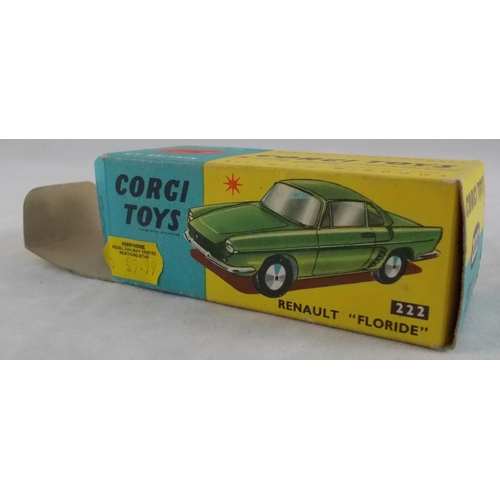 219 - Corgi. Pair of Renault Floride No.222, generally excellent in excellent to good plus boxes, with gre... 