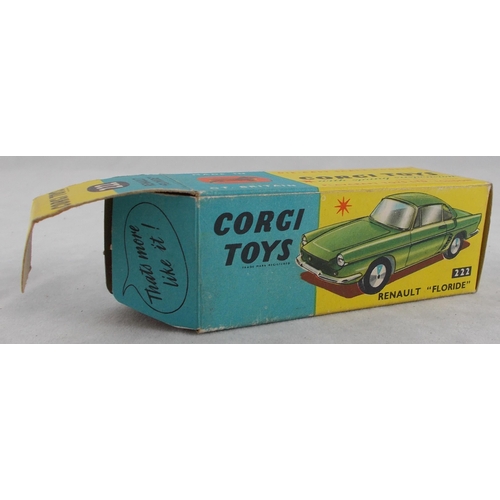 219 - Corgi. Pair of Renault Floride No.222, generally excellent in excellent to good plus boxes, with gre... 