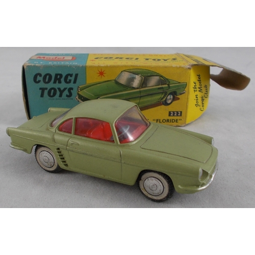 219 - Corgi. Pair of Renault Floride No.222, generally excellent in excellent to good plus boxes, with gre... 