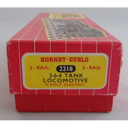 41 - Hornby Dublo. 2-rail BR lined black 80033 2-6-4T No. 2218, generally excellent in good plus box (nam... 