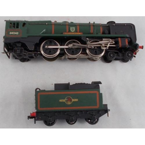 30 - Hornby Dublo. 3-rail SR green 34042 Dorchester rebuilt West Country Class 4-6-2 locomotive and tende... 